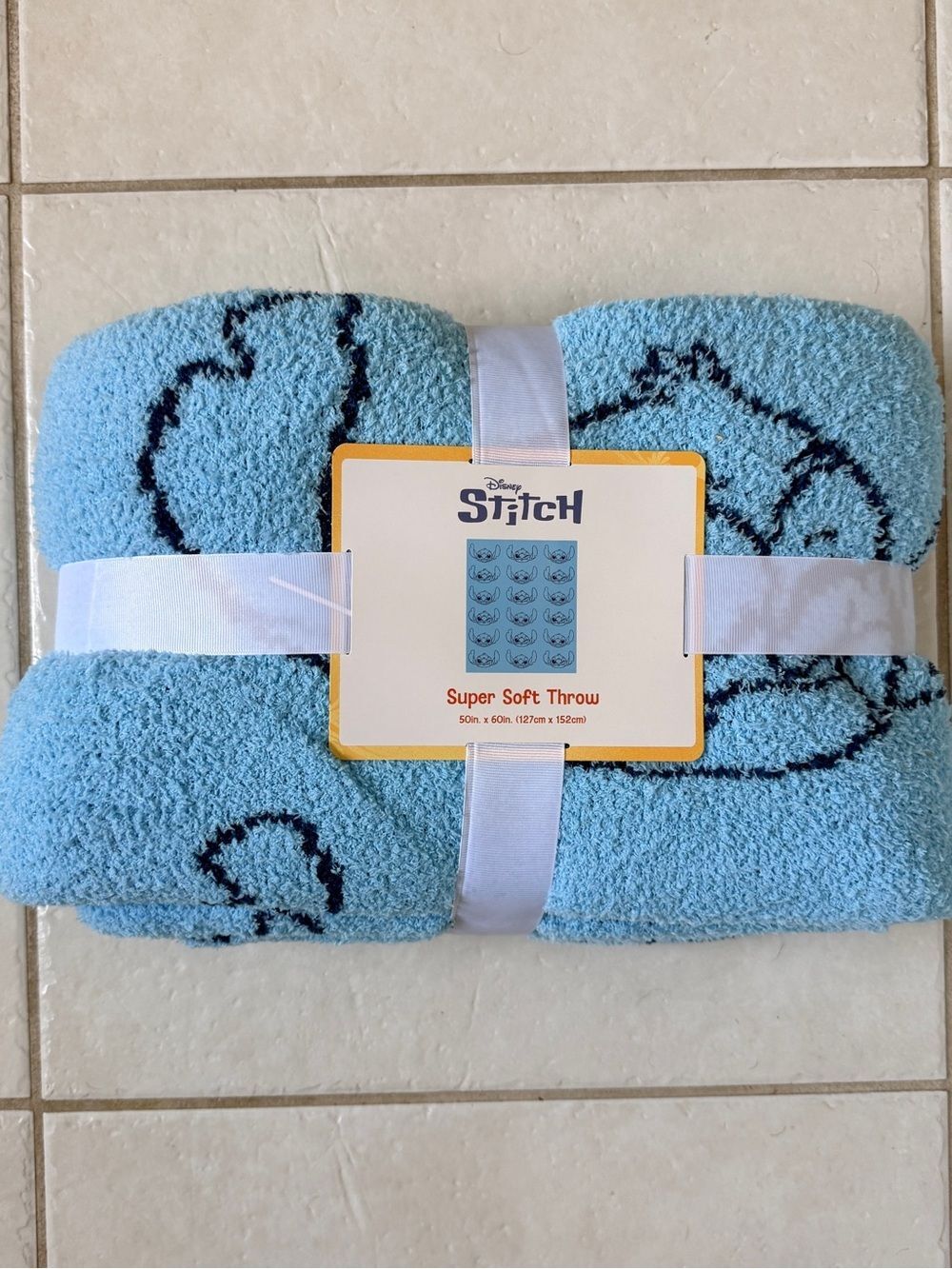 Disney Stitch Blanket Cozy Plush Throw 50x60 Light Blue Navy NEW Gift Giving